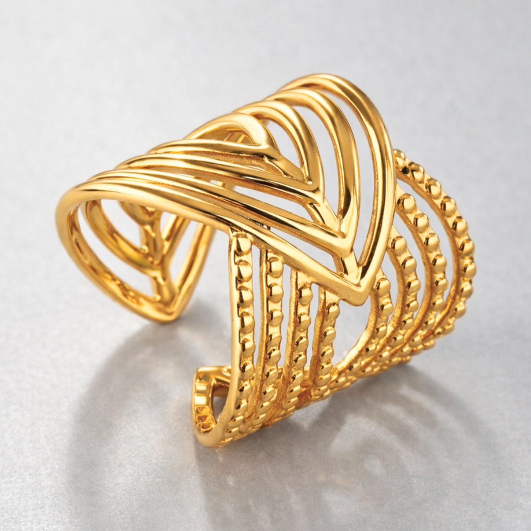 Matilda | Gold-Plated Cuff Style Resizable Ring
