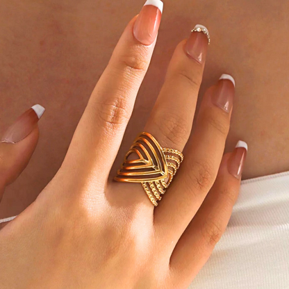 Matilda | Gold-Plated Cuff Style Open Chunky Resizable Ring