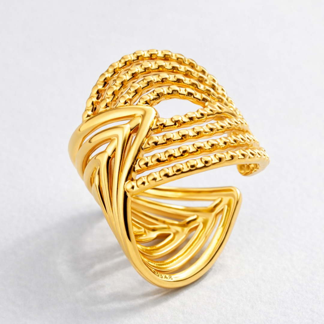 Matilda | Gold-Plated Cuff Style Resizable Ring