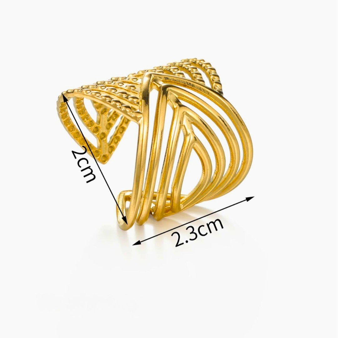 Matilda | Gold-Plated Cuff Style Open Chunky Resizable Ring