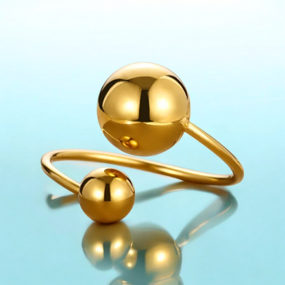 Mabel | Gold Plated Double Ball Ring Resizable