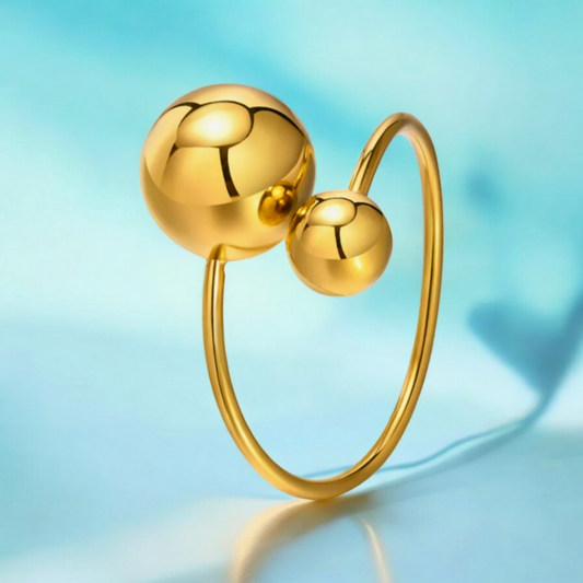 Mabel | Gold Plated Double Ball Ring Resizable