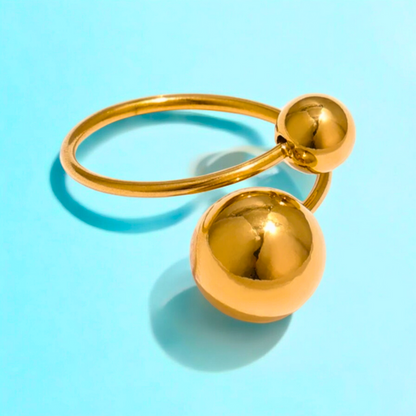 Mabel | Gold Plated Double Ball Ring Resizable