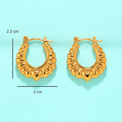 Tressa | 18K Gold Plated Flower Pattern Hoop Waterproof Earrings