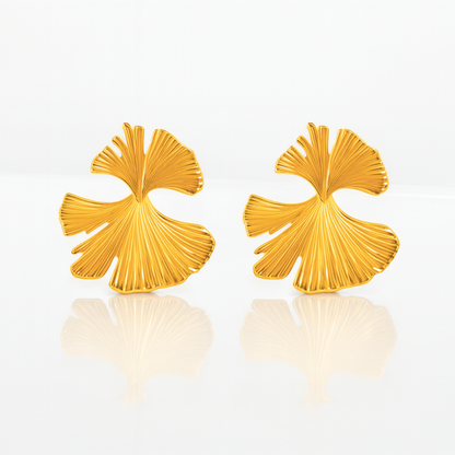 Stella | 18K Gold Plated Gingko Vintage Leaf Waterproof Earrings
