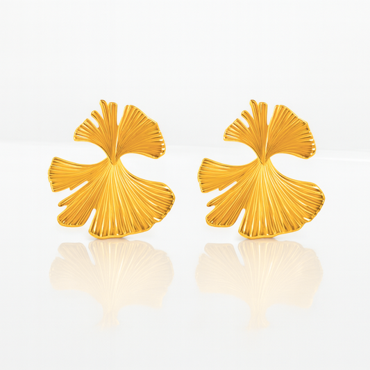 Stella | 18K Gold Plated Gingko Vintage Leaf Waterproof Earrings