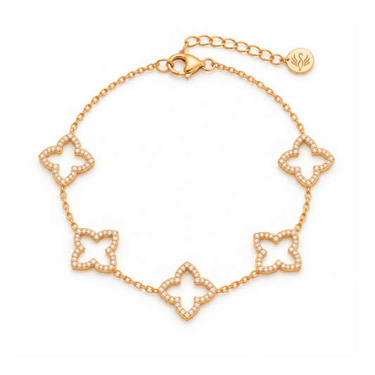 Giulia | Gold Plated Multi Clover Chain Bracelet