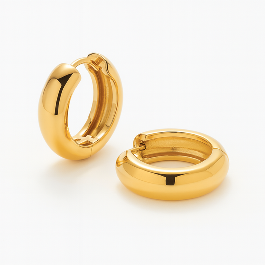 Hannah | 18K Gold Plated Basic Staple Hoop Waterproof Earrings