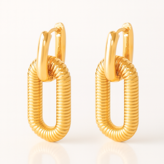 Anabel | 18K Gold Plated Oval Double Hoop Waterproof Earrings