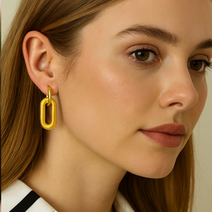 Anabel | 18K Gold Plated Oval Double Hoop Waterproof Earrings