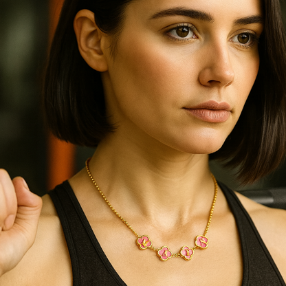 Clover Necklace - Personalised Clover Name Necklace, 18K Gold Plated Four-Leaf Pendant Waterproof
