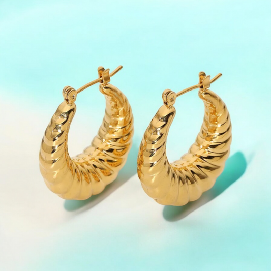 Miranda | Gold Plated Croissant Twisted Hoop Earrings