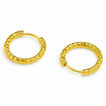 Melina | Gold Plated Hammered Texture Hoop Earrings
