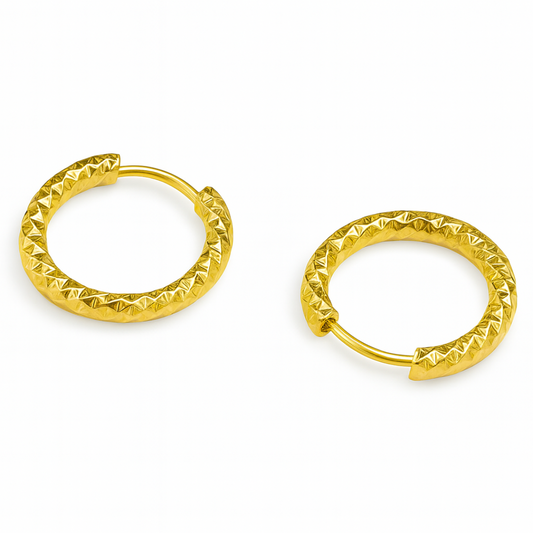 Melina | Gold Plated Hammered Texture Hoop Earrings