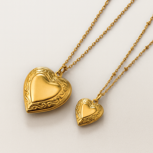 Raven | Gold (18K) Plated Heart Photo Frame Locket Pendant Waterproof Necklace/Christmas Gift