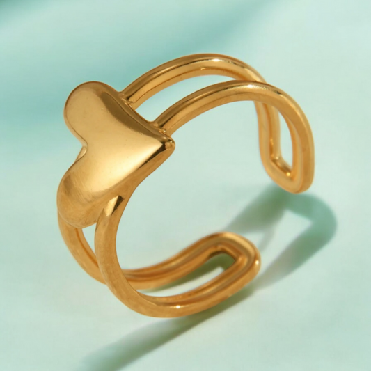 Hazel | Gold-Plated Solid Heart Resizable Ring