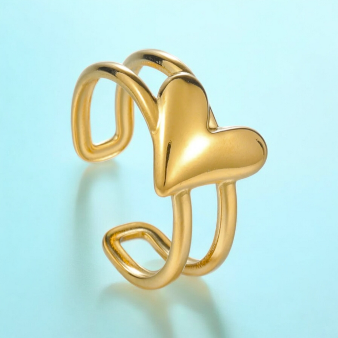 Hazel | Gold-Plated Solid Heart Resizable Ring