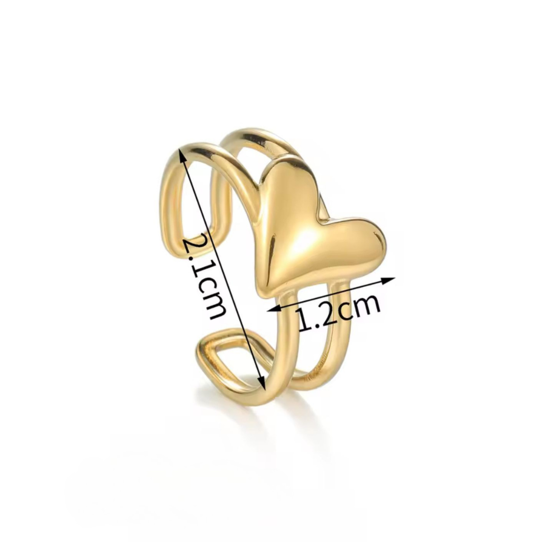 Hazel | Gold-Plated Solid Heart Resizable Ring