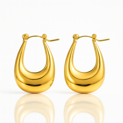 Mavis | 18K Gold Plated Simple Boat Hoop Waterproof Earrings