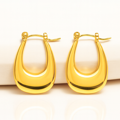 Mavis | 18K Gold Plated Simple Boat Hoop Waterproof Earrings
