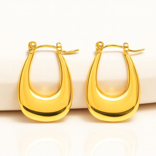 Mavis | 18K Gold Plated Simple Boat Hoop Waterproof Earrings