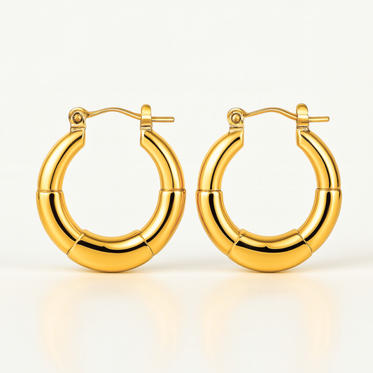Anya | 18K Gold Plated Simple Circular Hoop Waterproof Earrings