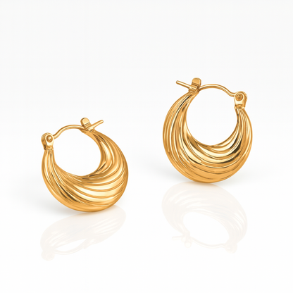 Lily | 18K Gold Plated Round Minimalist Hoop Waterproof Earrings