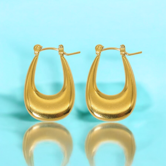 Mavis | Gold Plated Simple Boat Hoop Earrings