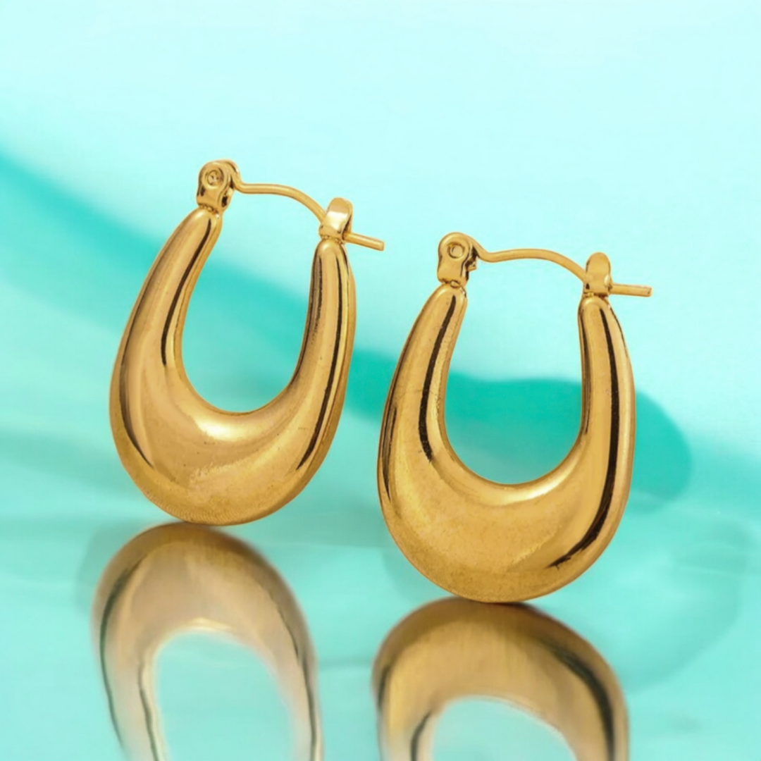 Mavis | Gold Plated Simple Boat Hoop Earrings