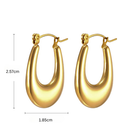 Mavis | 18K Gold Plated Simple Boat Hoop Waterproof Earrings