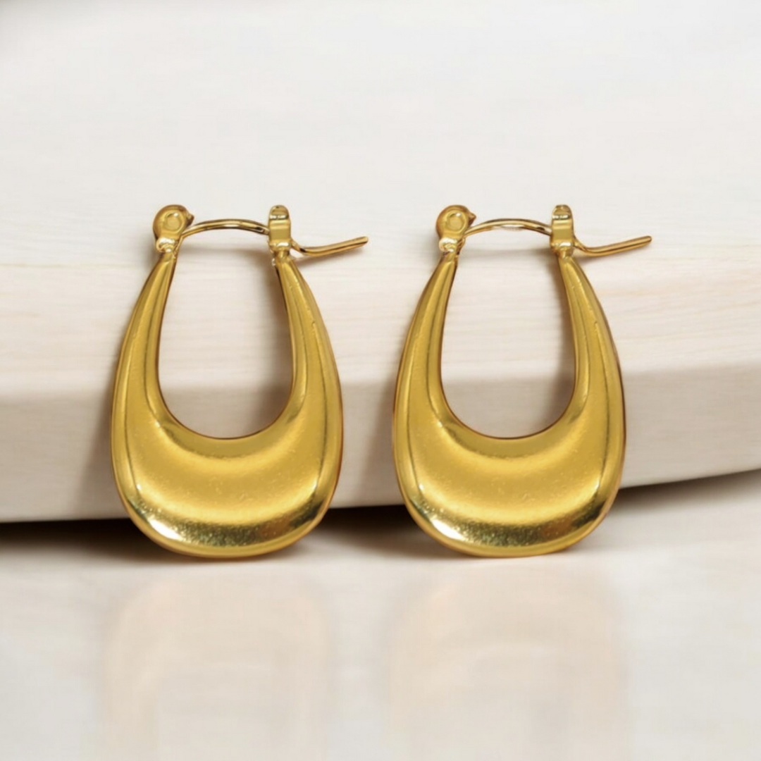 Mavis | Gold Plated Simple Boat Hoop Earrings