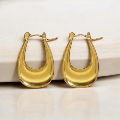 Mavis | Gold Plated Simple Boat Hoop Earrings