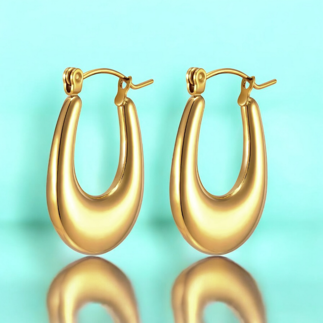 Mavis | Gold Plated Simple Boat Hoop Earrings