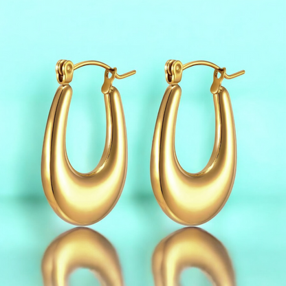 Mavis | Gold Plated Simple Boat Hoop Earrings