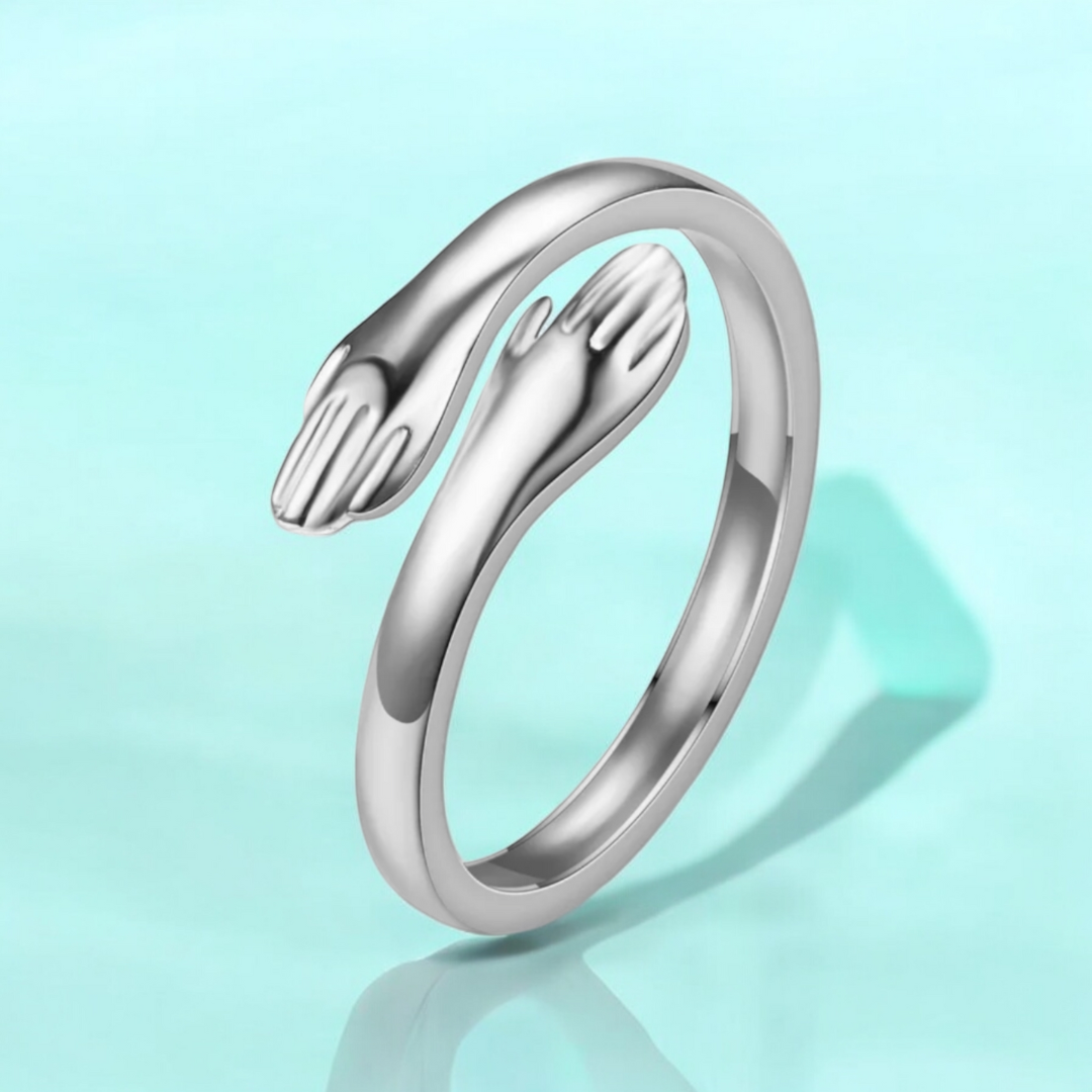 Aurelia | Gold & Silver-Plated Hugging Hands Resizable Ring