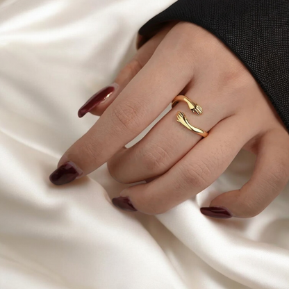 Aurelia | Gold & Silver-Plated Hugging Hands Resizable Ring