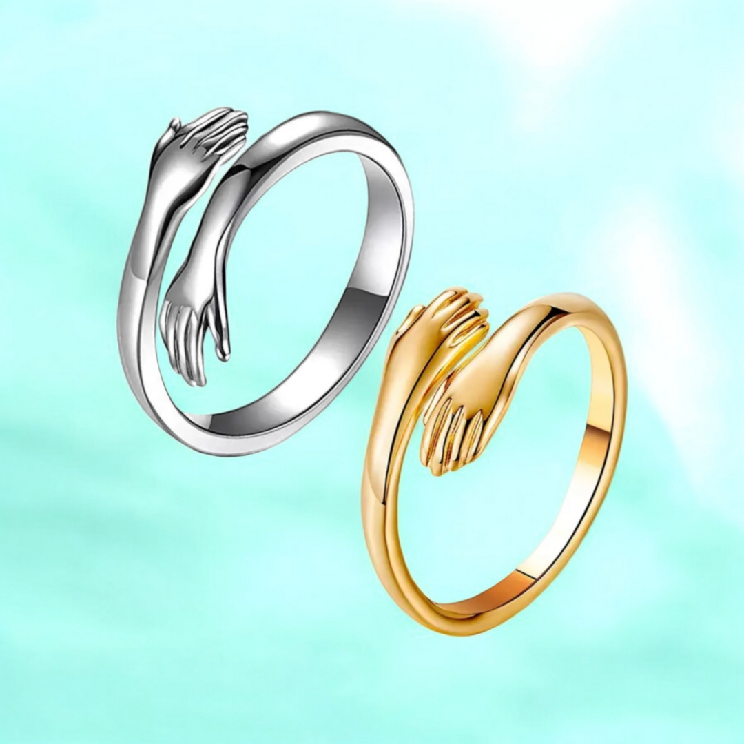 Aurelia | Gold & Silver-Plated Hugging Hands Resizable Ring