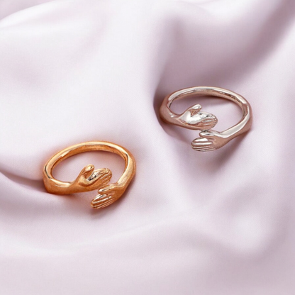 Aurelia | Gold & Silver-Plated Hugging Hands Resizable Ring