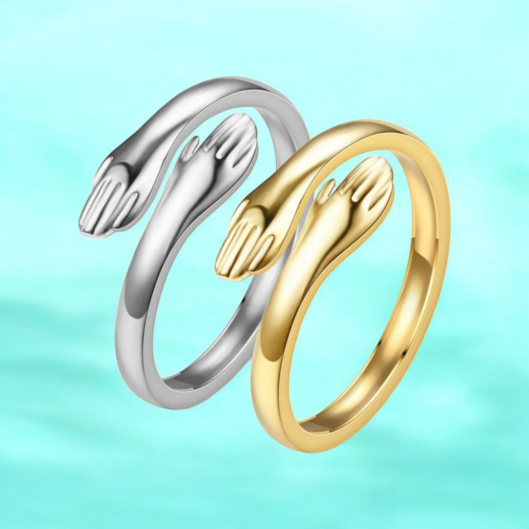 Aurelia | Gold & Silver-Plated Hugging Hands Resizable Ring