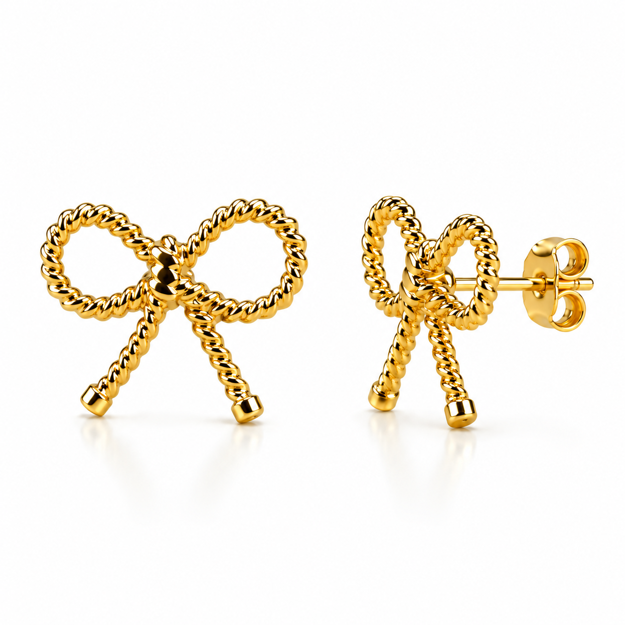 Maison | Braided Bow Gold Plated Earrings