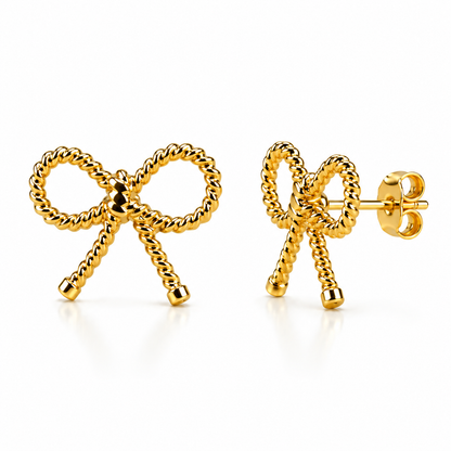 Maison | Braided Bow Gold Plated Earrings