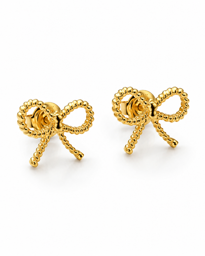 Maison | Braided Bow Gold Plated Earrings