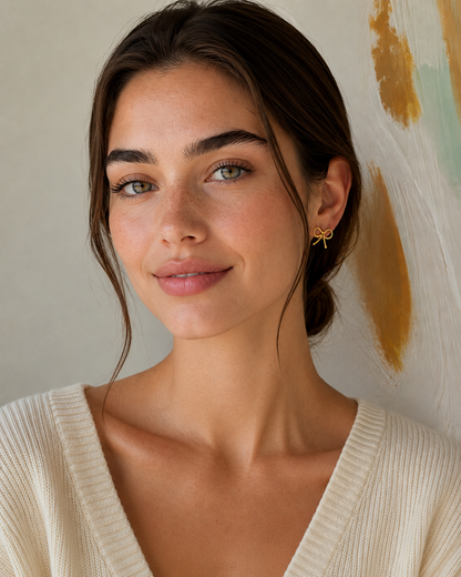 Maison | Braided Bow Gold Plated Earrings
