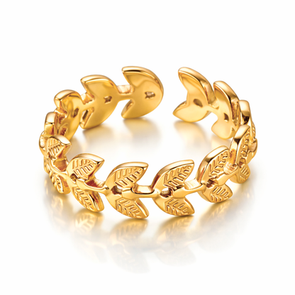 Lacey | Gold Plated Laurel Grace Open Cuff Ring