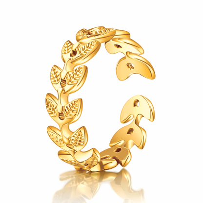 Lacey | Gold Plated Laurel Grace Open Cuff Ring