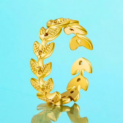 Lacey | Gold Plated Leaves Motif Design Resizable Ring