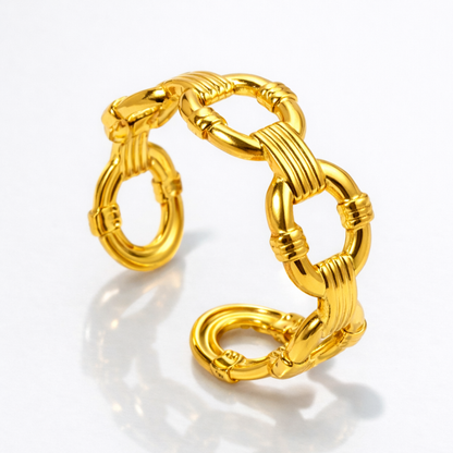 Thea | Gold Plated Link Cuff Resizable Ring