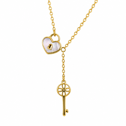 Daria | Gold Plated Heart Lock and Key Necklace