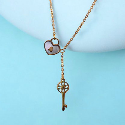 Daria | Gold (18K) Plated Heart Lock and Key Waterproof Necklace