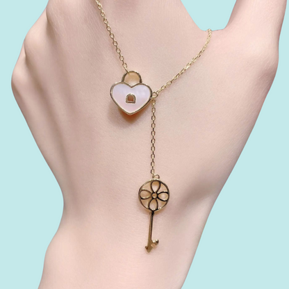 Daria | Gold (18K) Plated Heart Lock and Key Waterproof Necklace